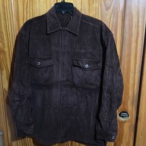 Vintage Nevada Corduroy Zip Up Jacket Brown 100% Cotton Unisex Hiking Retro